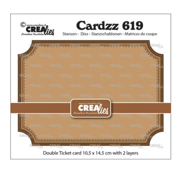 Troquel tarjeta doble con forma ticket nº619. Crealies