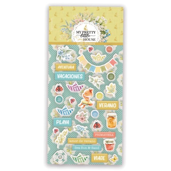 Pegatinas Puffy ilustraciones y frases Sunny House. Vintage Odyssey