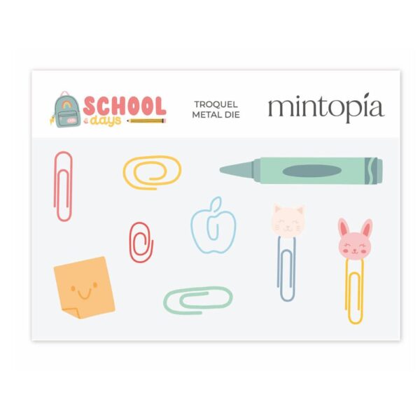 Troquel Lápices y clips School Days de Mintopía