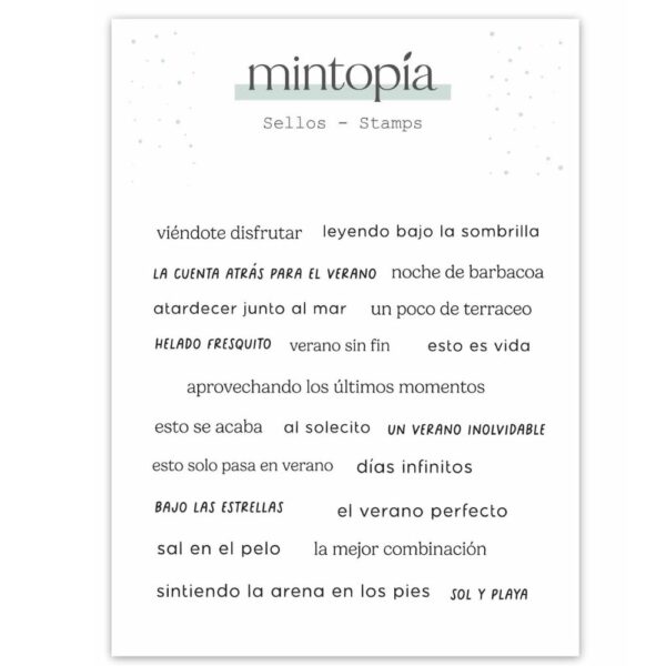 Sello frasecitas Un verano inolvidable de Mintopía