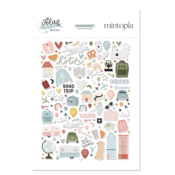 Pegatinas puffy Ilustraciones A volar Travel Stories de Mintopía