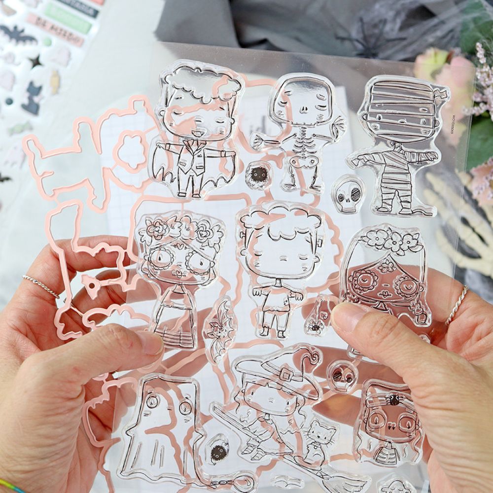 Set de sellos con troquel Cute Halloween. Alúa Cid 1 Set de sellos con troquel Cute Halloween. Alúa Cid