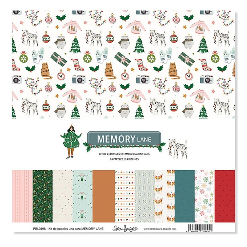 Bloc de 24 papeles estampados a una cara 30,5x30,5 cm Memory Lane. Lora Bailora 1 Bloc de 24 papeles estampados a una cara 30,5x30,5 cm Memory Lane. Lora Bailora