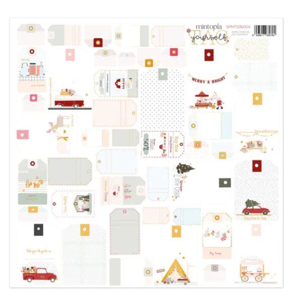 Papel especial tag yourself Babe it's cold outside con detalles en foil dorado. Mintopía