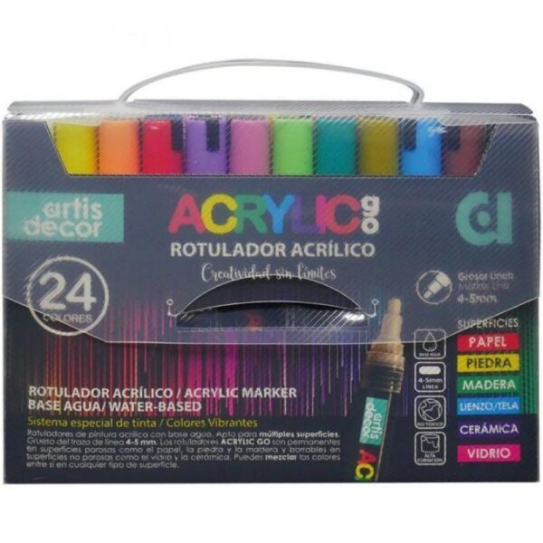 Set 24 rotuladores acrylic go (4-5mm). Artis decor