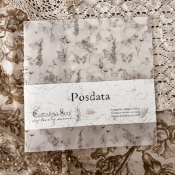 Kit 2 papeles vellum estampados Posdata