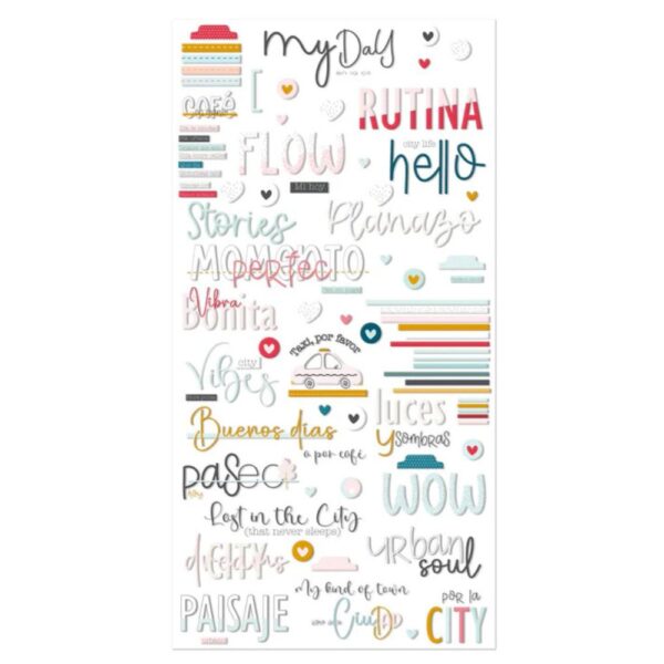 Pegatinas Puffy Frases My day en la city. Mintopia