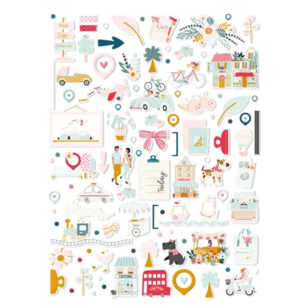 Pegatinas Puffy Ilustraciones My day en la city. Mintopia