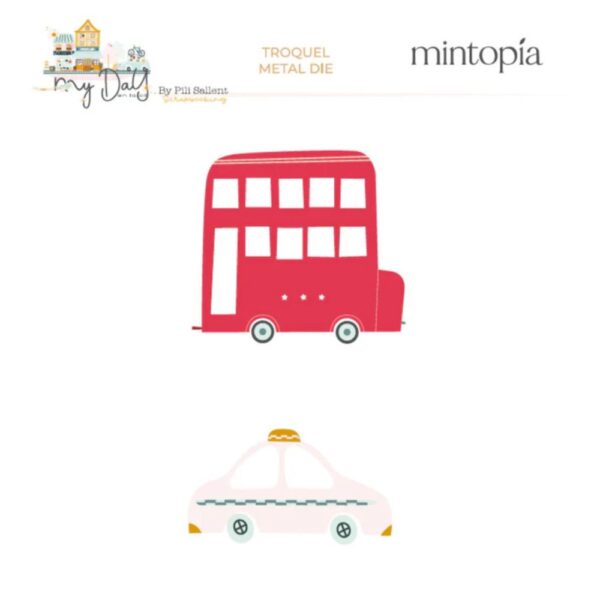 Troquel Bus y Taxi My day en la city. Mintopia