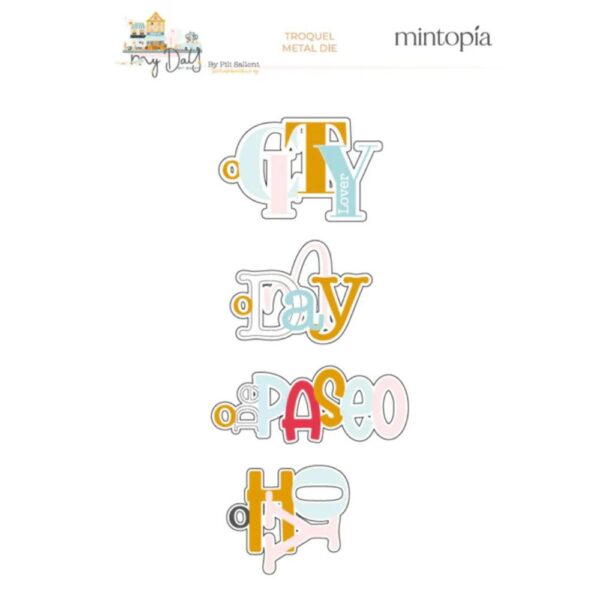 Troquel tags palabras My day en la city. Mintopia