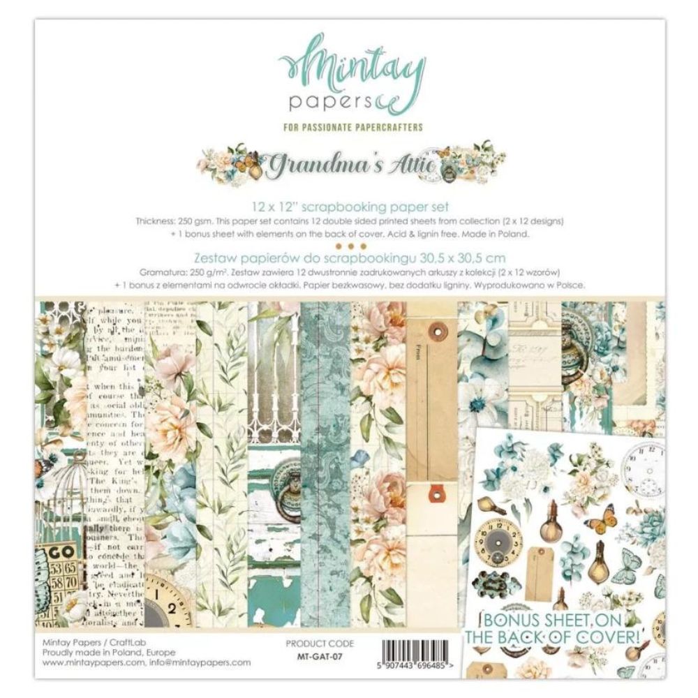 Set de Scrapbooking Grandma's Attic Mintay 30x30cm 1 Set de Scrapbooking Grandma's Attic Mintay 30x30cm